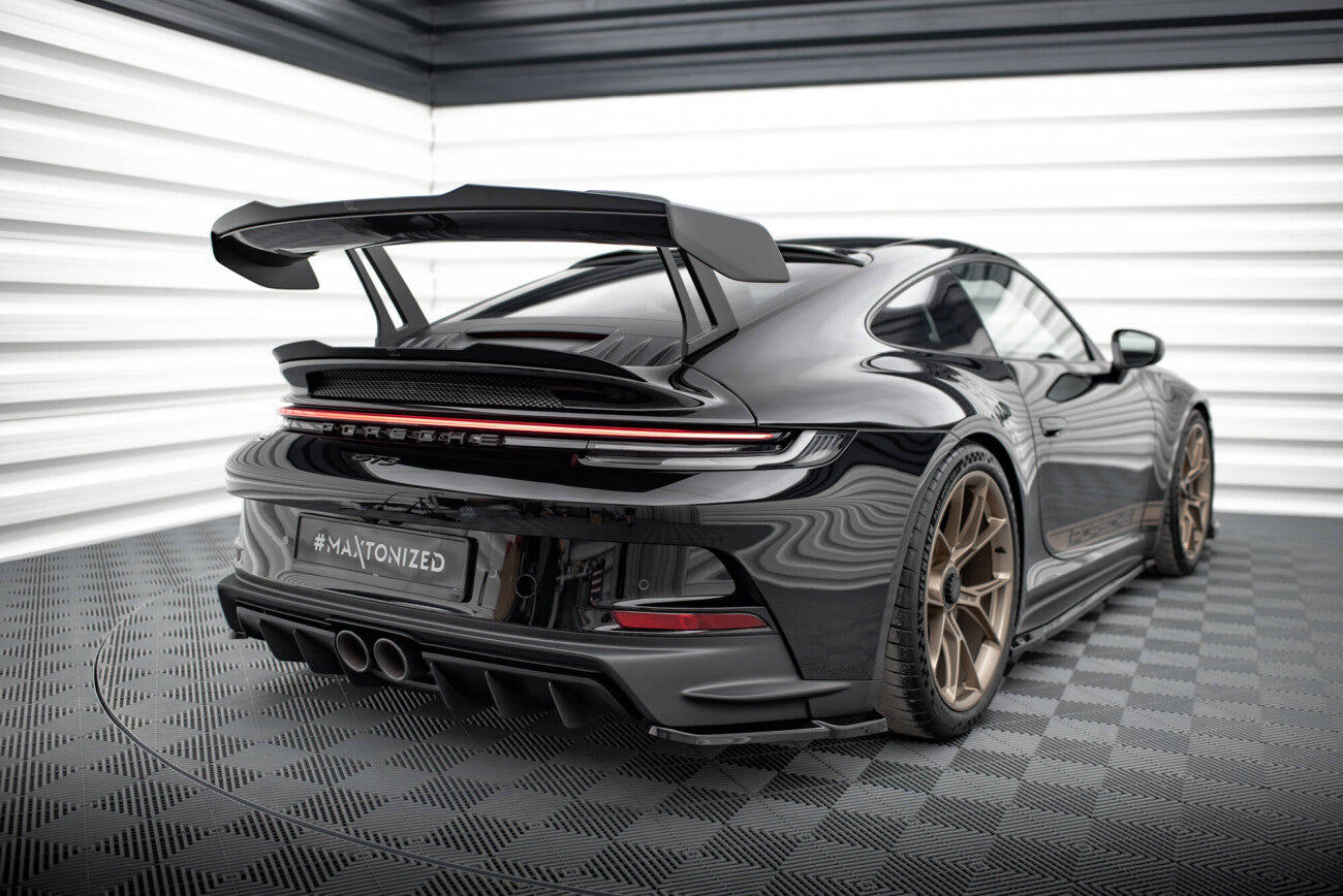 Maxton Design Spoiler Aufsatz Abrisskante für Porsche 911 992 GT3 schwarz Hochglanz