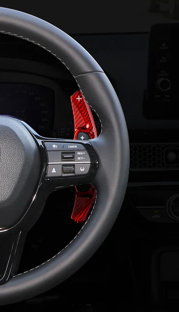 Carbon Schaltwippen Verlängerungen für Honda Civic MK11 Modelle Rot