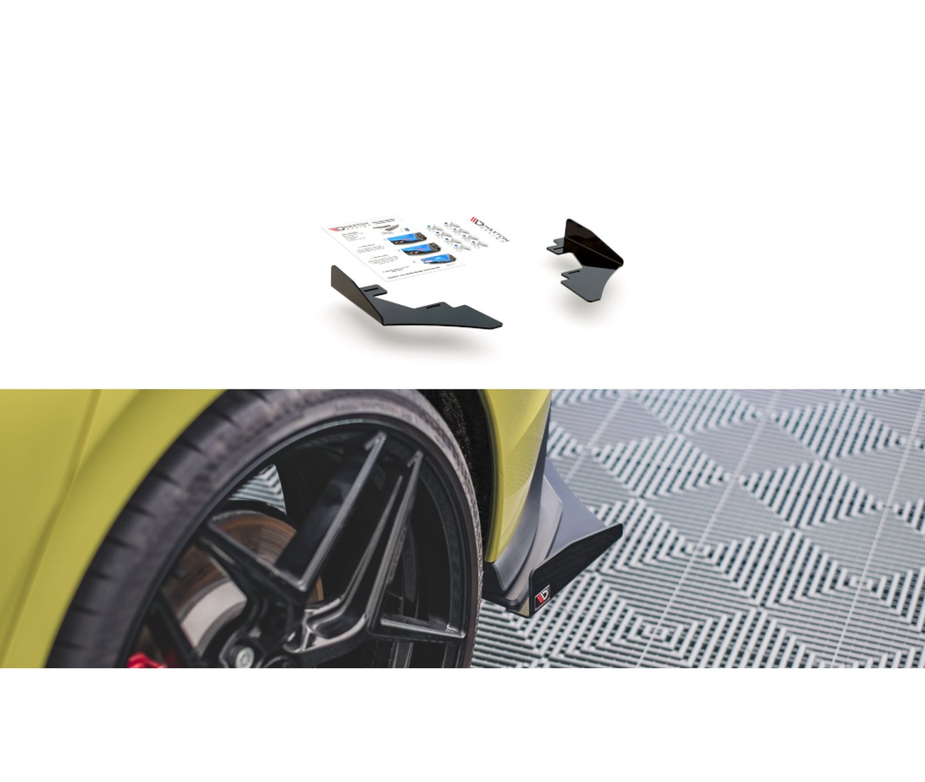 MAXTON DESIGN Hintere Seiten Flaps für Volkswagen Golf 8 GTI Clubsport schwarz Hochglanz - Turbologic