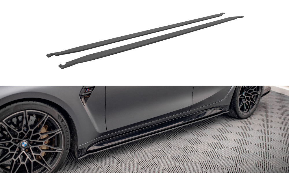 MAXTON DESIGN Street Pro side skirts cup strips for BMW M3 G80 black 